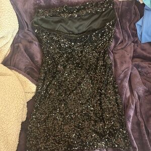 black sequin mini dress